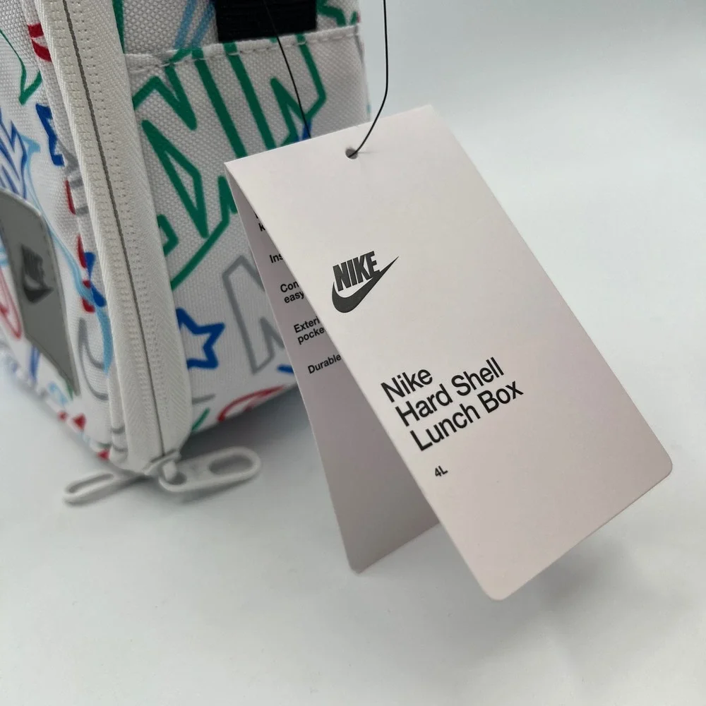Nike Hard Shell Lunch Box White Multi Logo Print 9A2929-W4H NEW